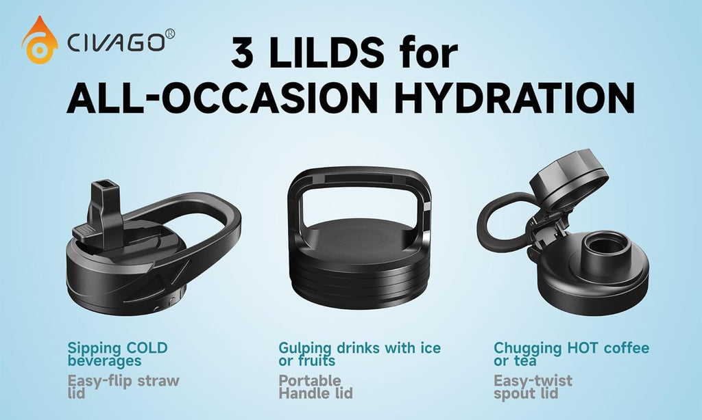 Civago Vacuum Insulated Sports Bottle